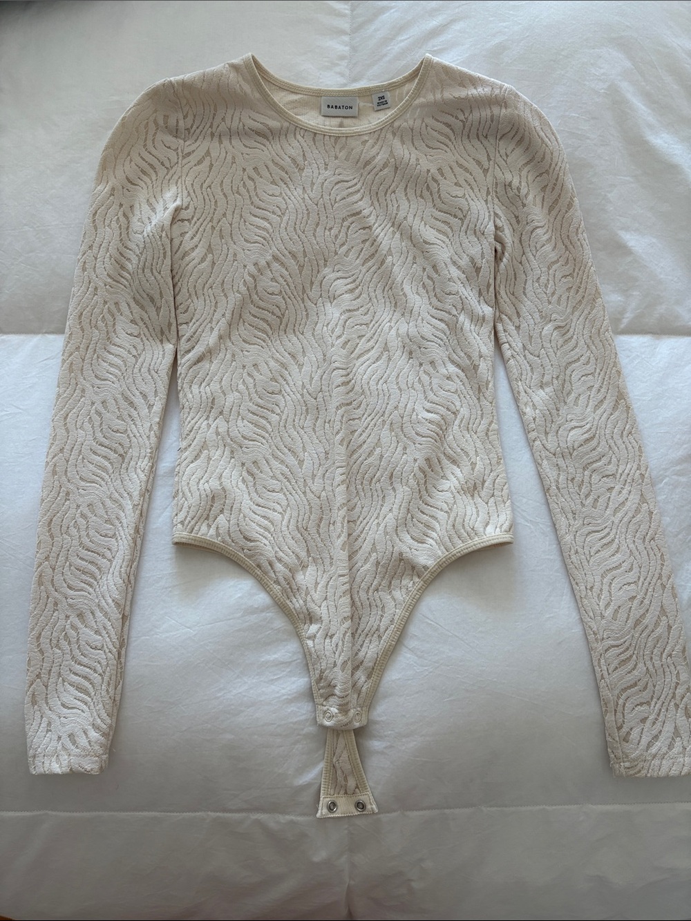 Babaton Ivory Lace Long-Sleeve Bodysuit